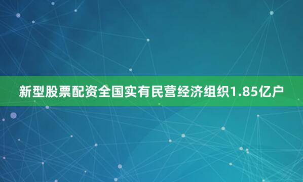 新型股票配资全国实有民营经济组织1.85亿户